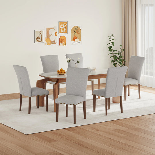 RENEWLINE Dining Chairs, Fabric with Nailhead Trim and Wood Legs