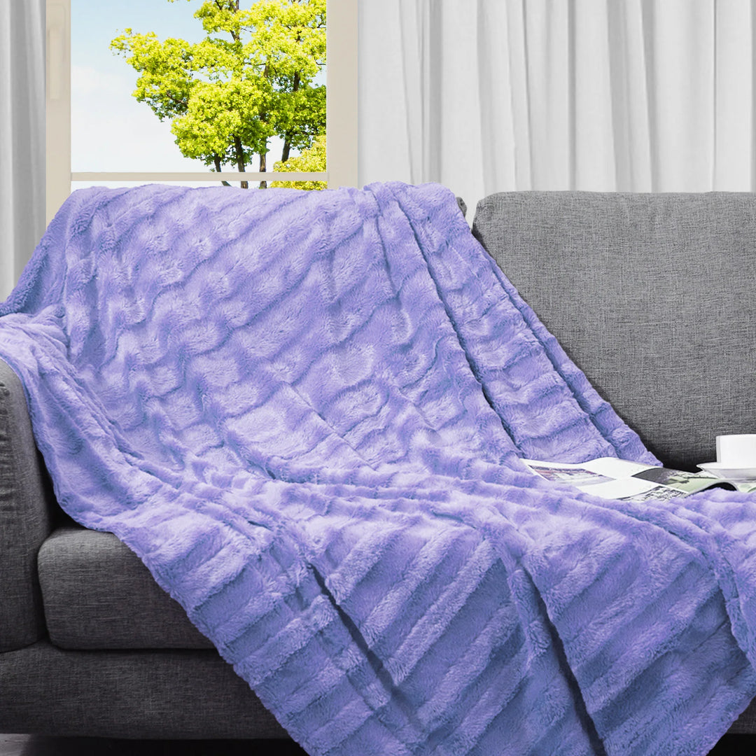 Faux Fur/ Microplush Reversible Throw Blanket