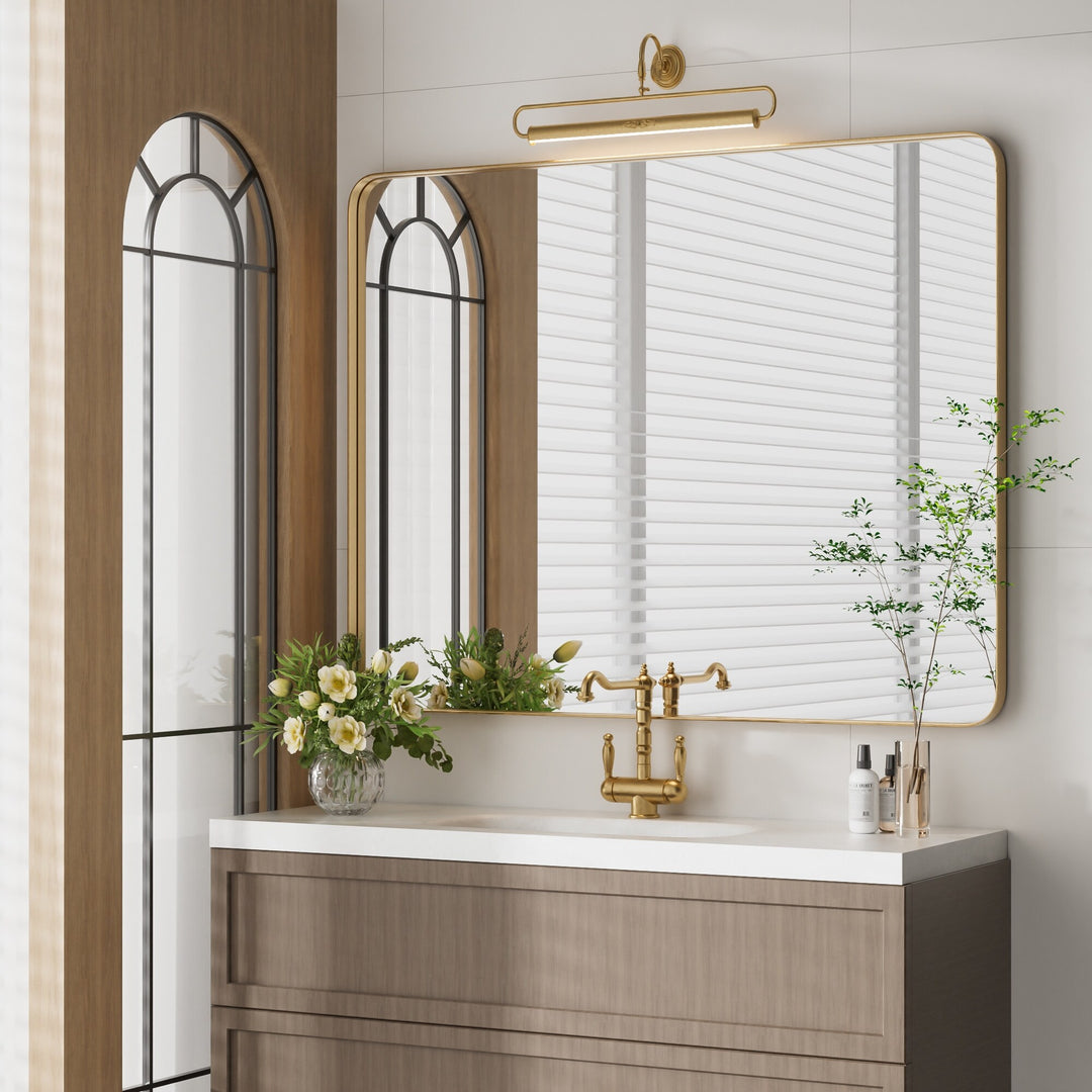 Modern Rounded Rectangle Metal Frame Wall Mirror
