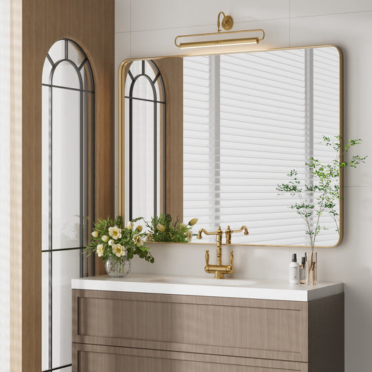 Modern Rounded Rectangle Metal Frame Wall Mirror