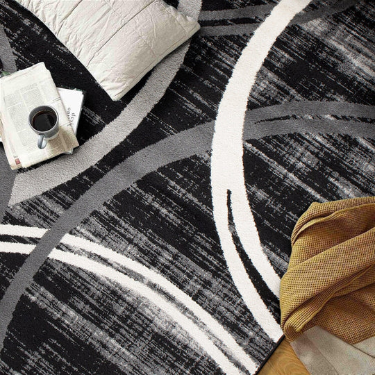 Contemporary Abstract Circles Design Area Rug