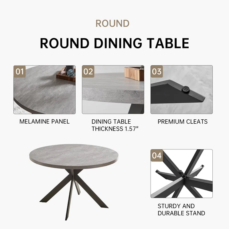 Garrell 46‘’ round Dining Table, Mid-Century round Kitchen Table for 4 Person, Modern Leisure Coffee Table