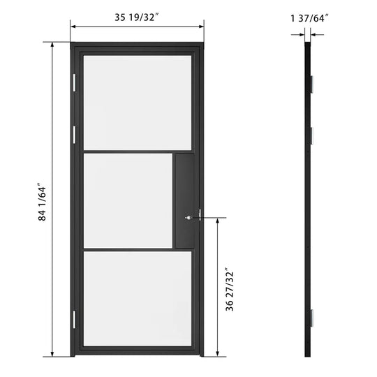 Glass and Metal Frame Glass Hollow Swing Door Interior Standard Door