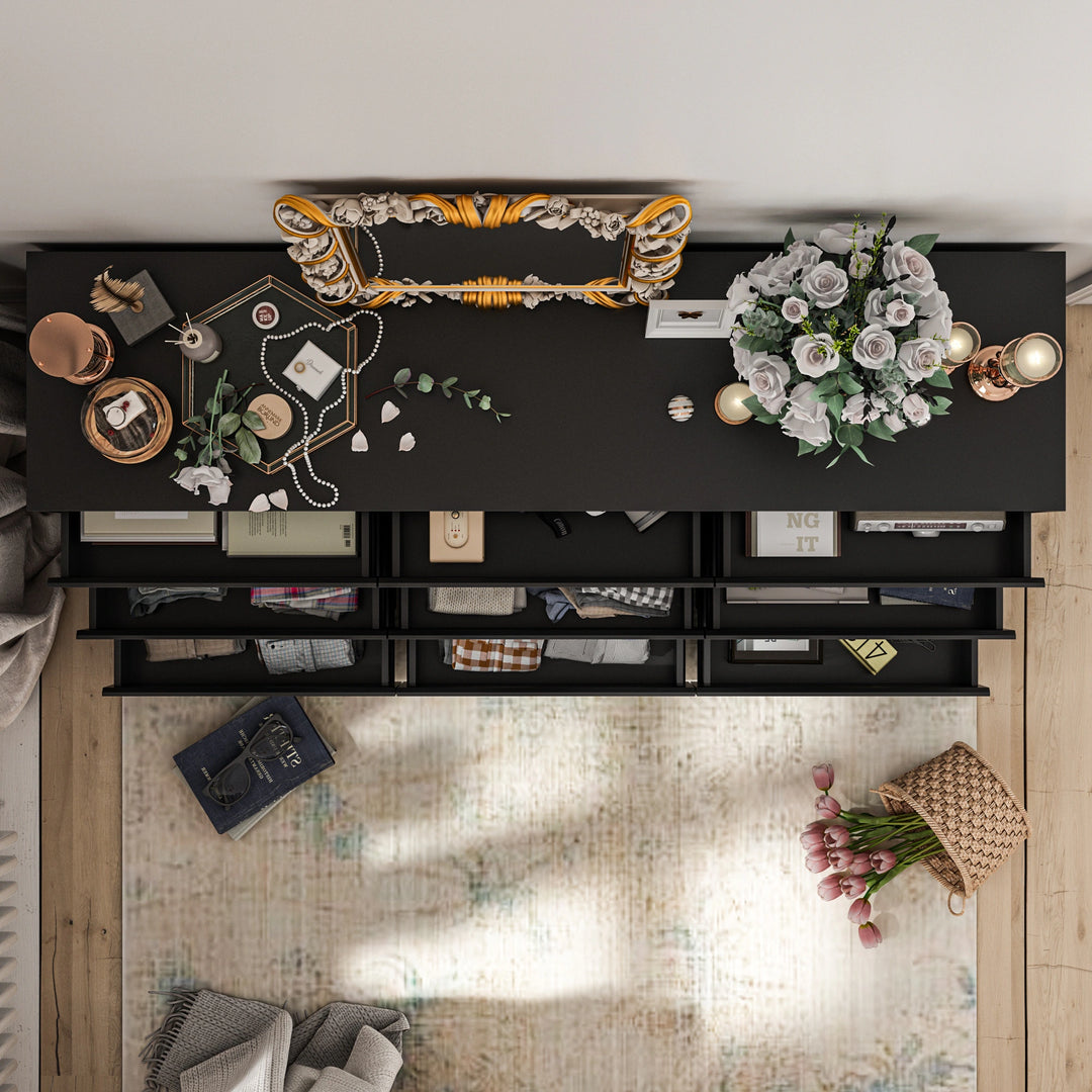 63"W 9 Drawer Dresser Accent Dresser for Living Room Bedroom Chest