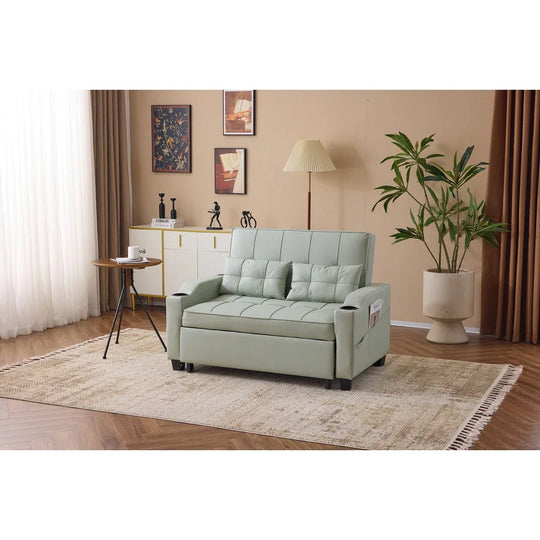 Tufted Upholstered Leather Sleeper Sofa Bed
