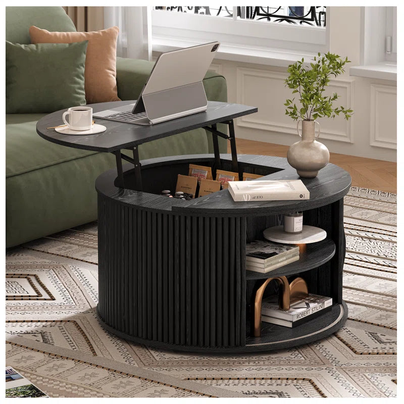 Round Coffee Table with Lifting Top,31.5” Lift Top Coffee Table with Hidden Compartment