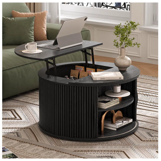 Round Coffee Table with Lifting Top,31.5” Lift Top Coffee Table with Hidden Compartment