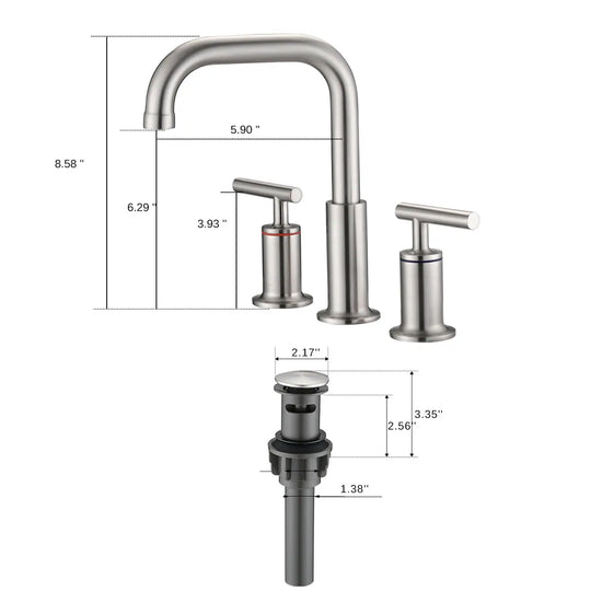 8 Inch Luxury Widespread Bathroom Sink Faucet with Pop-Up Drain