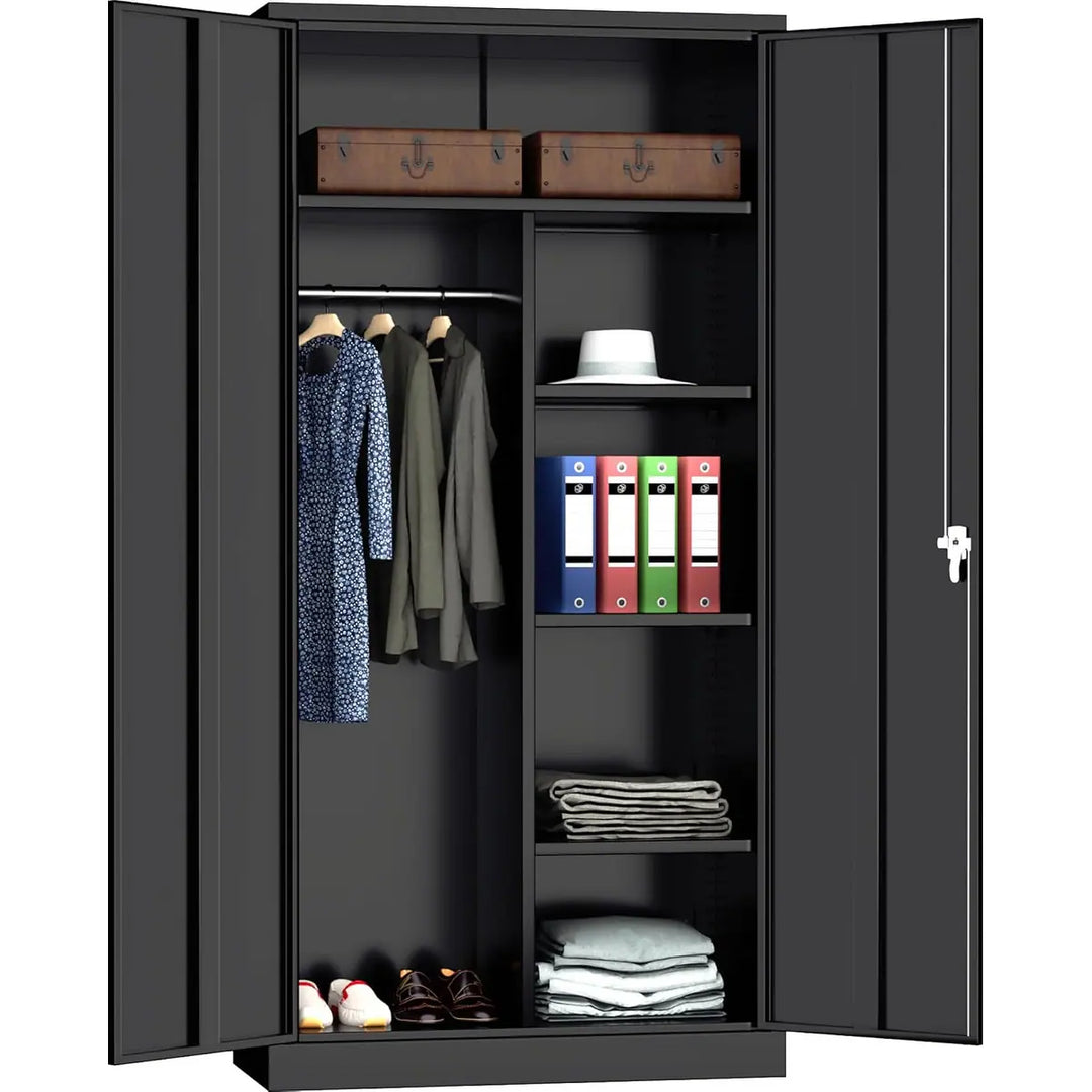 63''-72'' H Large-Capacity Lockable Closet Garage Storage Work Cabinet with Locking Doors and Adjustable Shelves