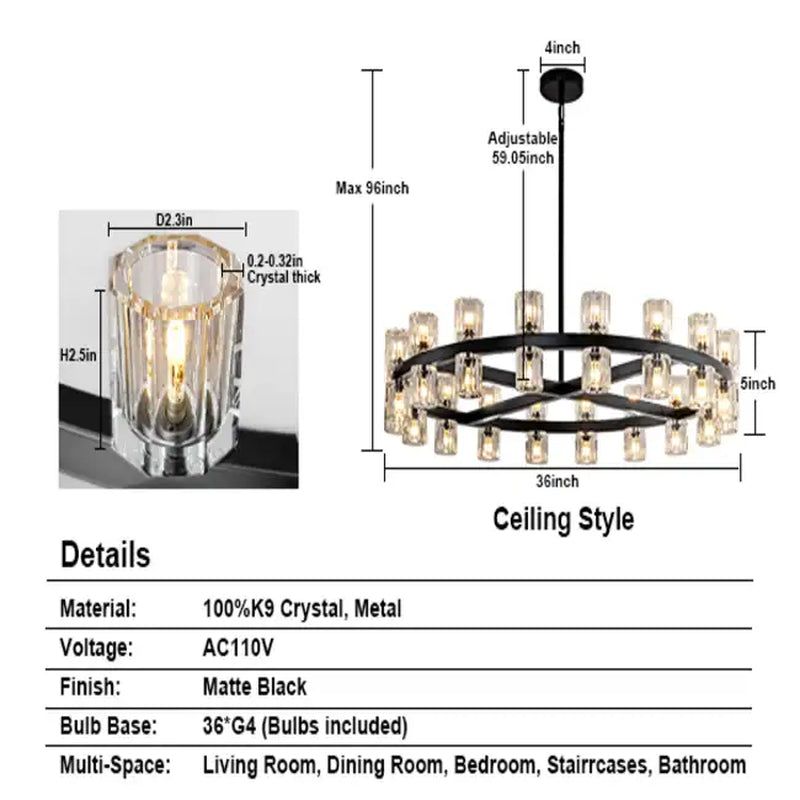 Wagon Wheel Chandelier with Crystal Shade