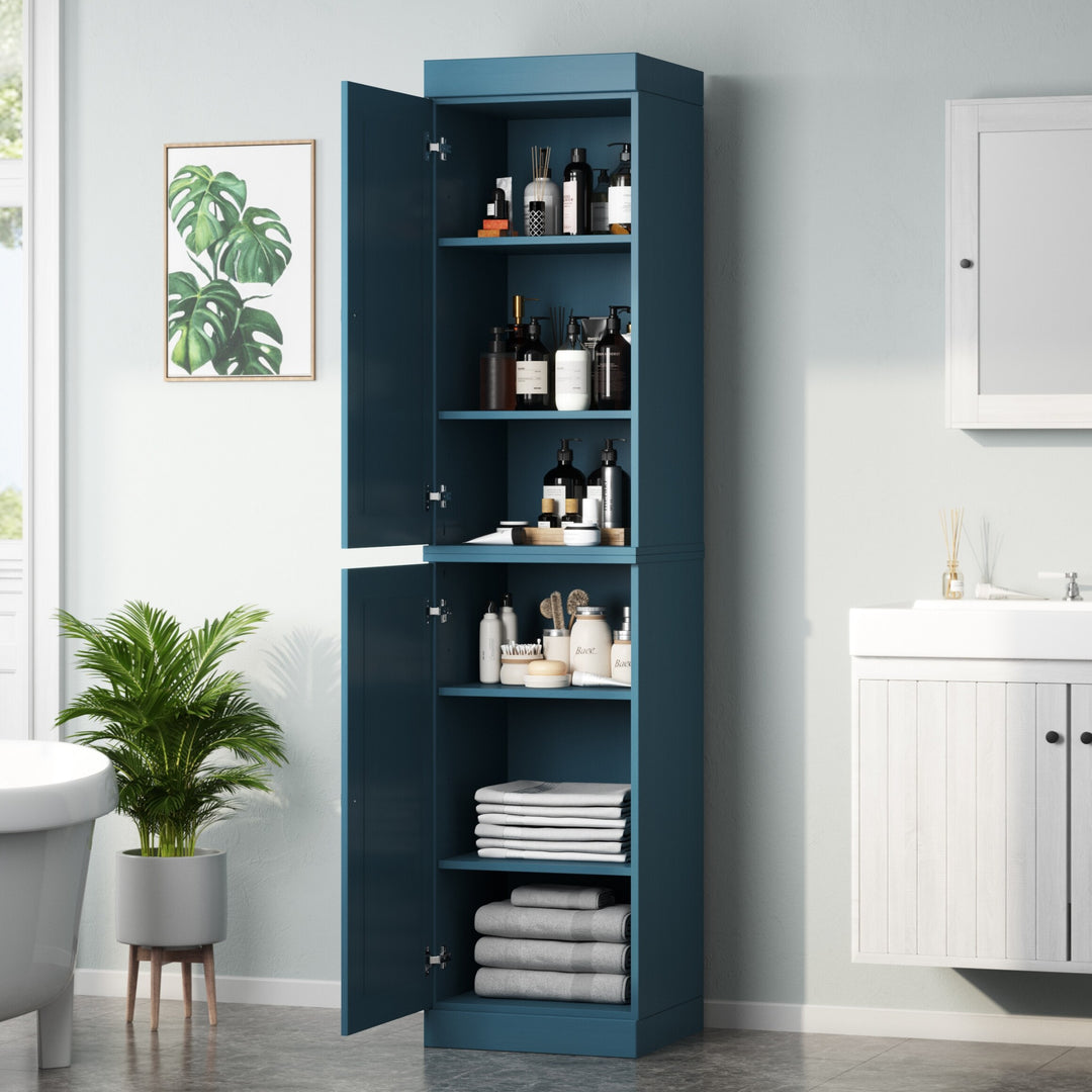 100% Solid Wood Bathroom Storage Cabinet, Adjustable Shelves, 16.5" Wide, 35.75" Tall