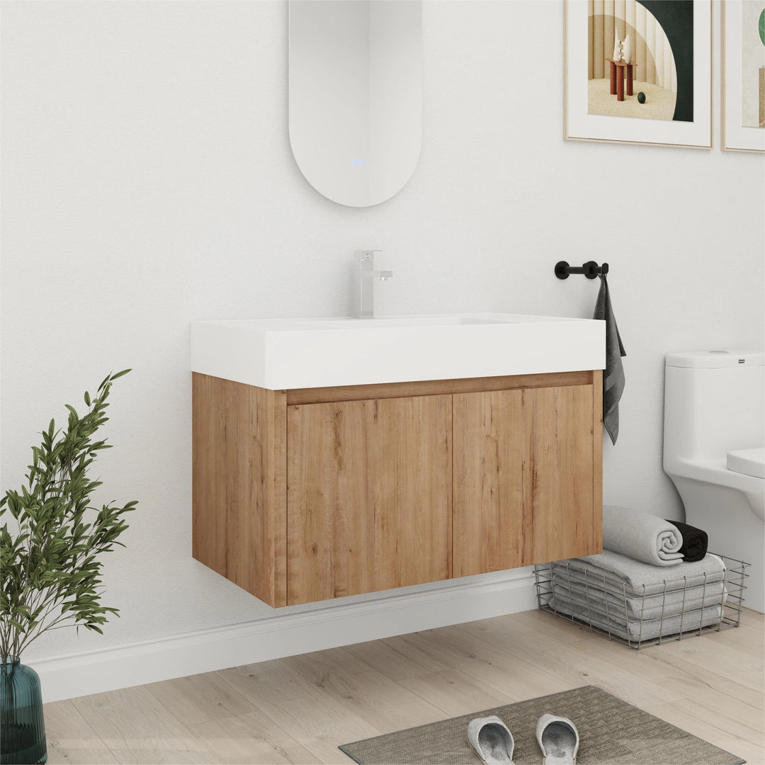 Bathroom Vanity with Sink in 24/30/36 Inch, Floating Bathroom Vanity with Soft Close Door