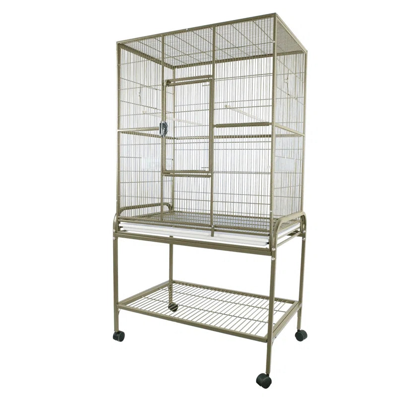 Clyde 62.25'' Iron Flat Top Floor Bird Cage with Wheels