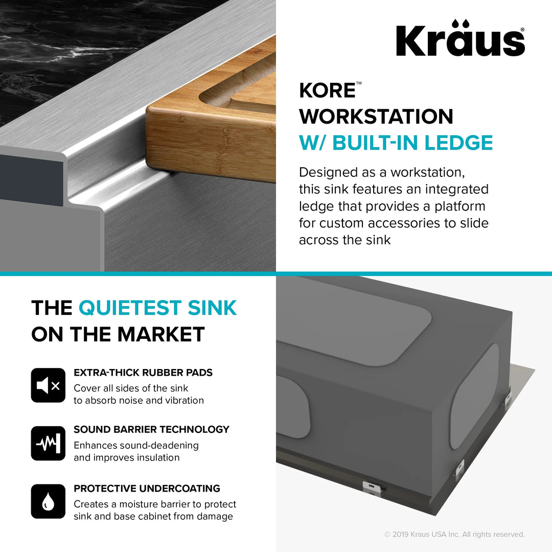 Kore Workstation Drop-In Stainless Steel Kitchen Sink