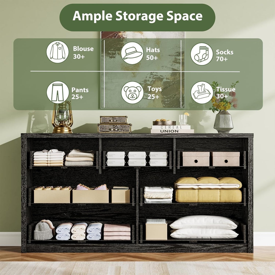 7-Drawer Dresser for Bedroom,Wide Wood Chest with Handle-Free Design,Modern Storage Cabinet for Living Room or Entryway
