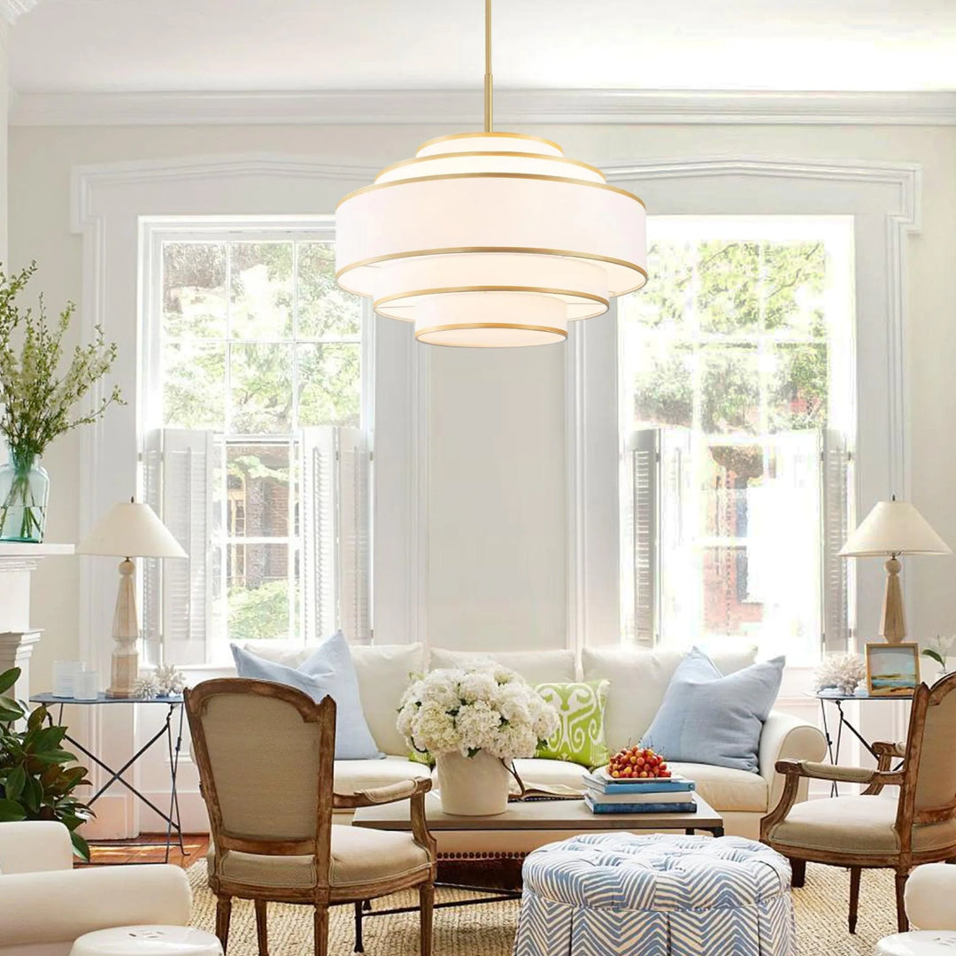 Getledel 30 In. 7-Light Dimmable Tiered Drum Chandelier