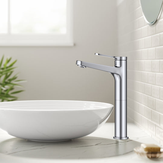 Indy Single Handle Vessel Bathroom Faucet with Pop up Drain