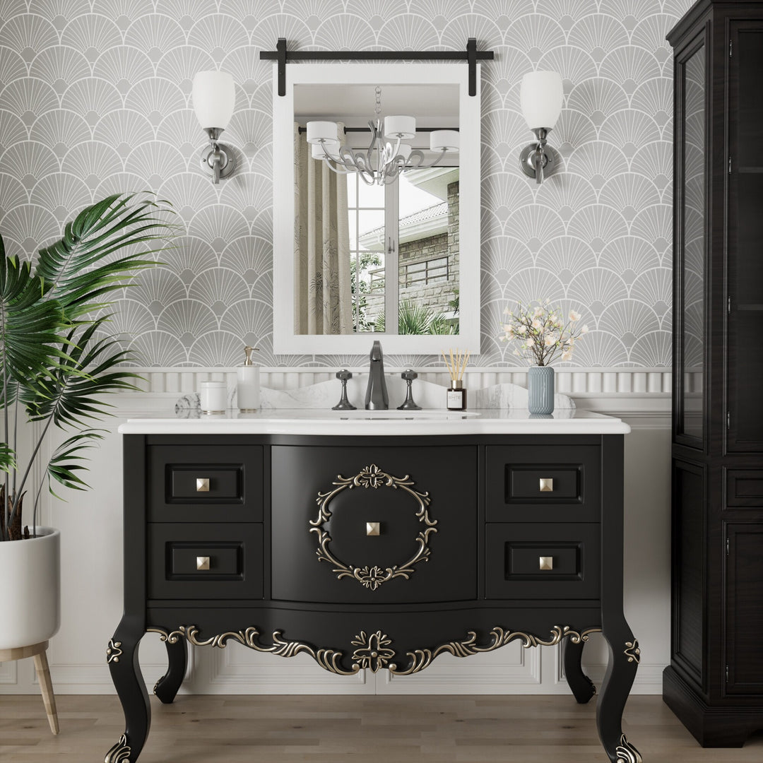 Farmhouse Barn Door Solid Wood Frame Bathroom Vanity Wall Mirror