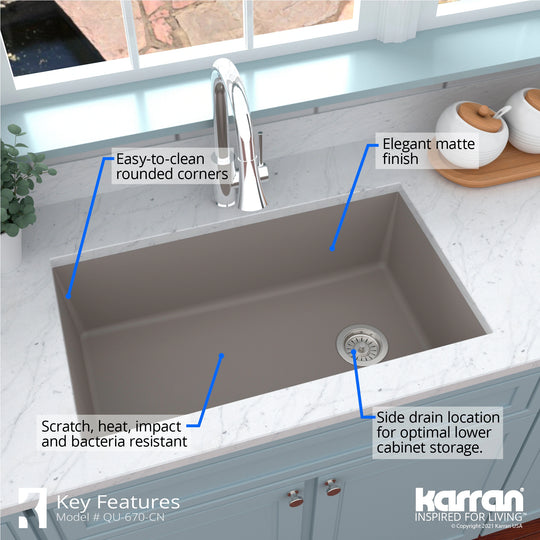 Undermount Quartz Single-Bowl Kitchen Sink