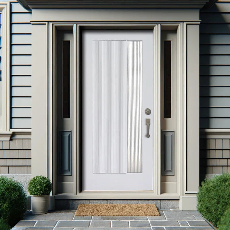 Modern Exterior Fiberglass Front Entry Door Slab with Designer Decorative Glass Door Slab Only