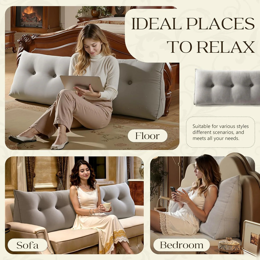 Bed Rest Wedge Reading Pillow Headboard Back Support Cushion