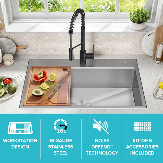 Kore Workstation Drop-In Stainless Steel Kitchen Sink