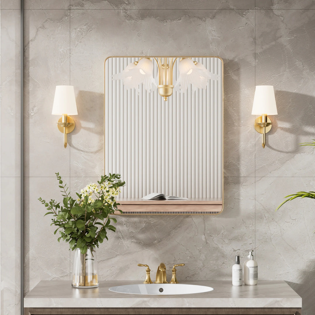 Modern Rounded Rectangle Metal Frame Wall Mirror