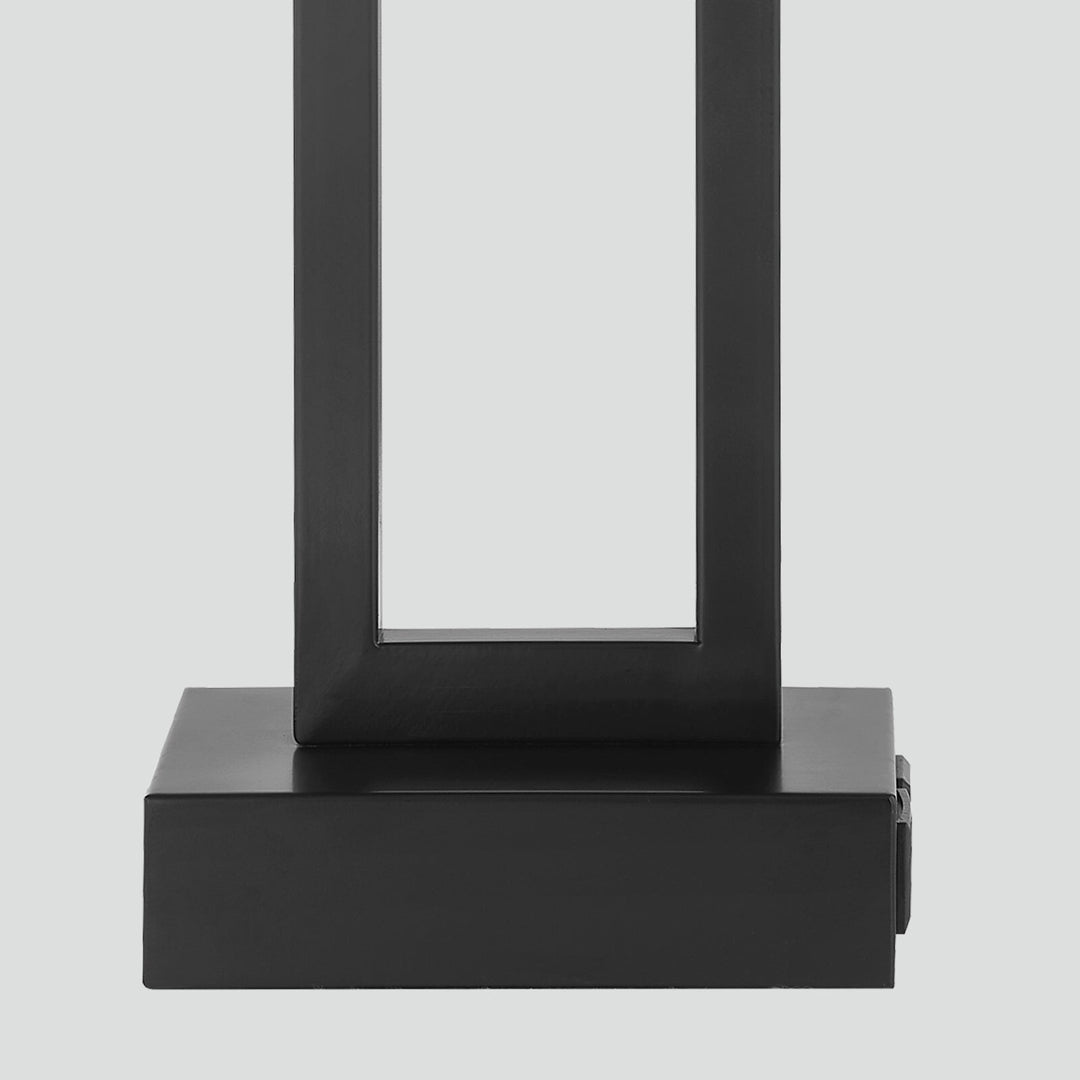Set of 2 Black Touch Control Table Lamps with White Rectangular Shades, USB Ports & AC Outlet