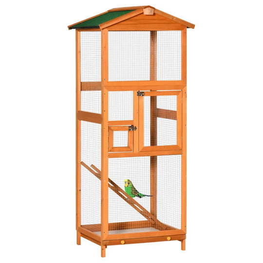 Fortuna 65'' Wood Pointed Top Flight Cage with Tray