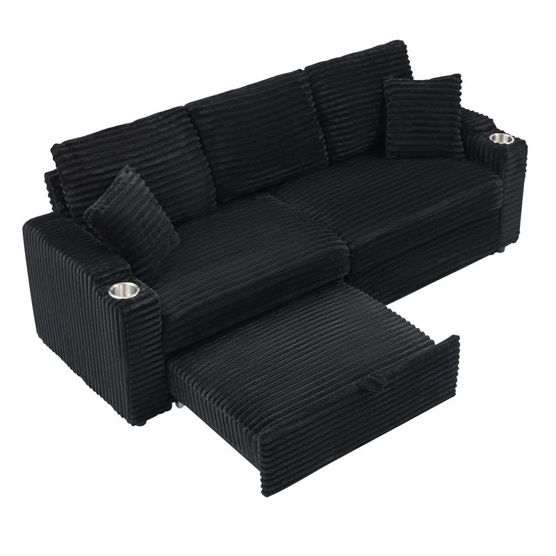 80" Cordylona Sofa, Cup Holder, Ottoman Storage