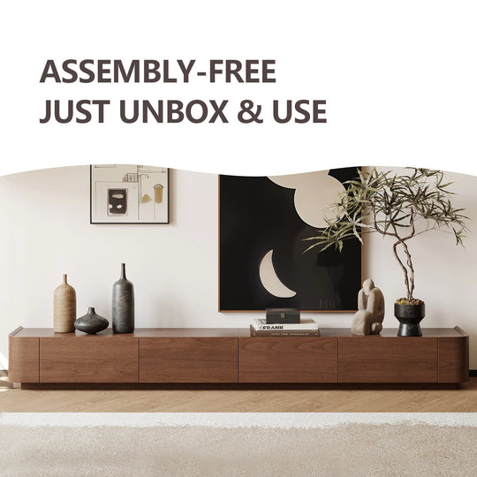 Mid-Century Moderntv Stands,4-6 Drawers, Solid Wood Brown Media Console
