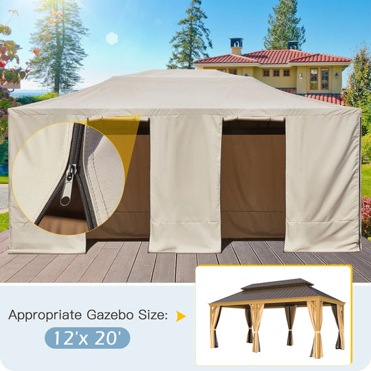Hardtop Wood Gazebo with Double Roof – Free Dust Cover with 12X16 or 12X20 Model – Waterproof Outdoor Gazebo