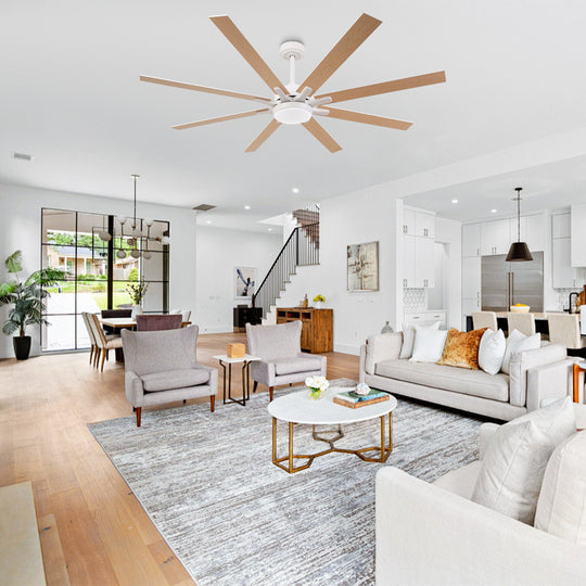 65-Inch Modern Reversible Dimmable Large Ceiling Fan with Light and Remote