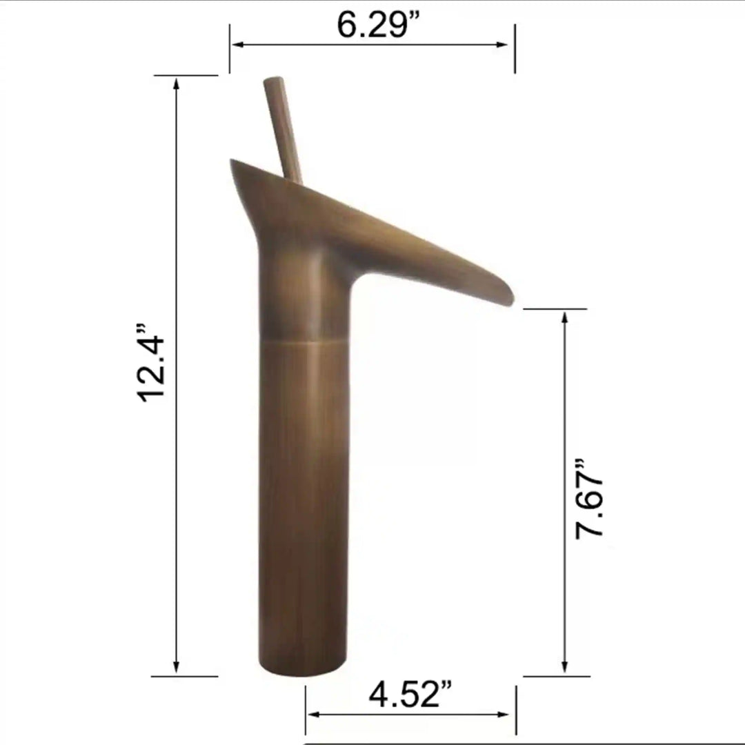 12.4"H Solid Brass Waterfall Single Handle Single Hole Bathroom Faucet