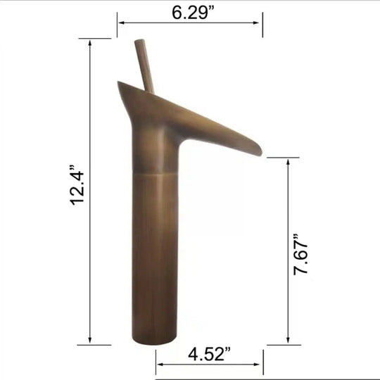 12.4"H Solid Brass Waterfall Single Handle Single Hole Bathroom Faucet