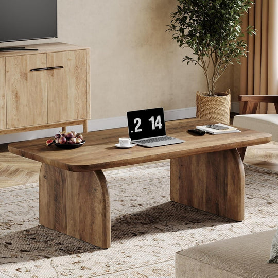 Farmhouse Rustic round Edge Rectangle Coffee Table
