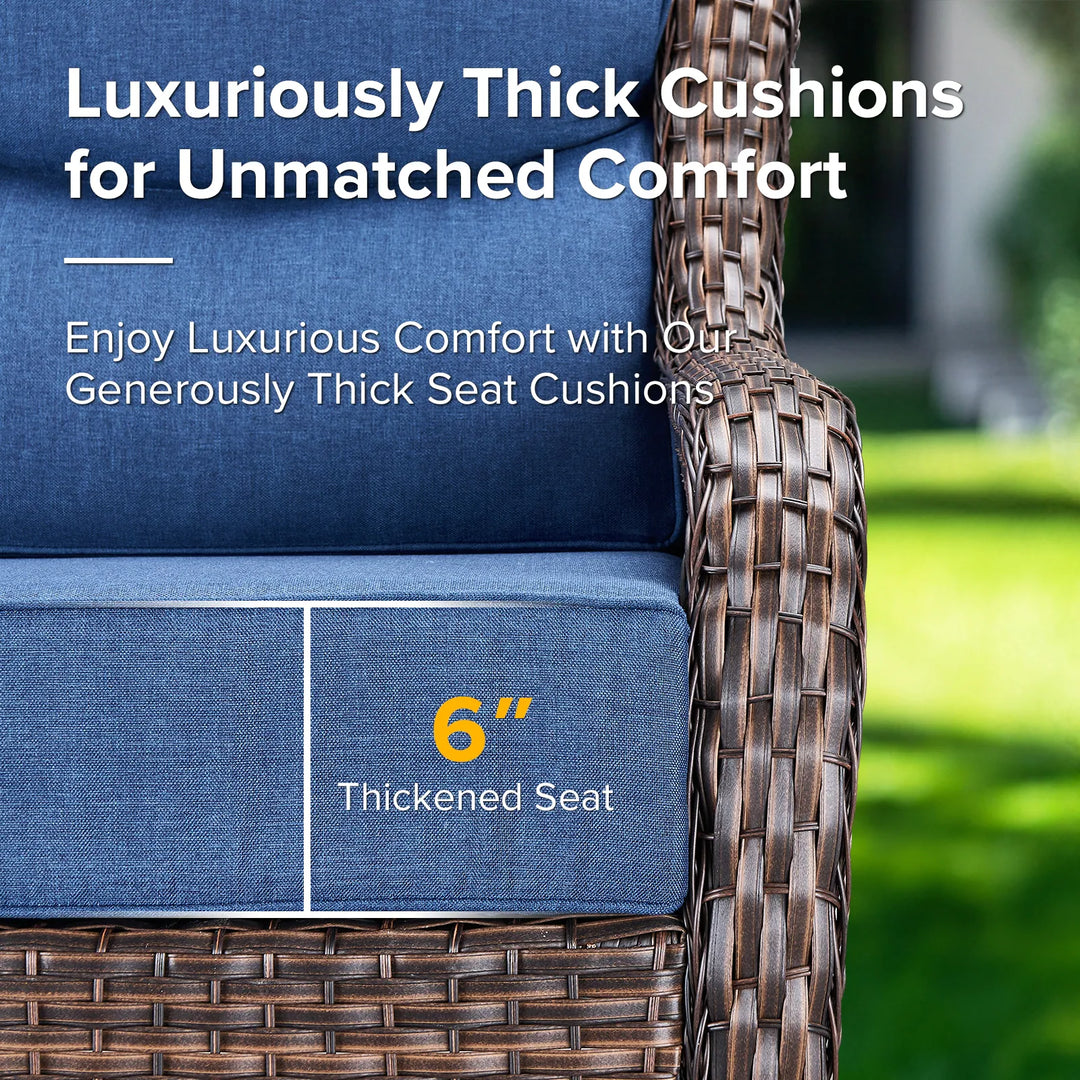 7-Piece Patio Furniture Set with Swivel Glider Chairs, 6-Inch Ultra-Plush Cushions & Water-Resistant Olefin Fabric