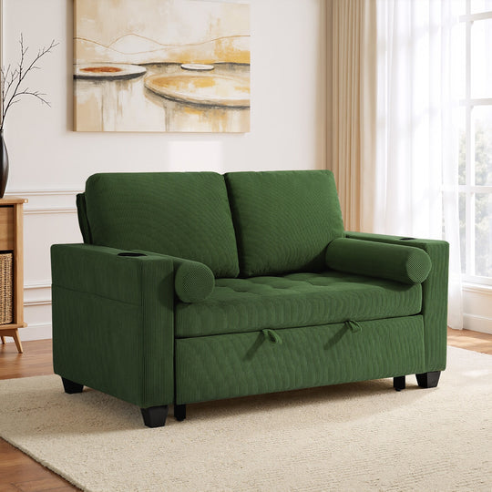 3-In-1 Pull-Out Sleeper Sofa Bed Convertible Adjustable Multi-Functional Loveseat with USB Port