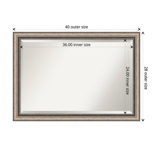 Beveled Bathroom Wall Mirror - Lyla Ornate Silver Frame - Lyla Ornate Silver