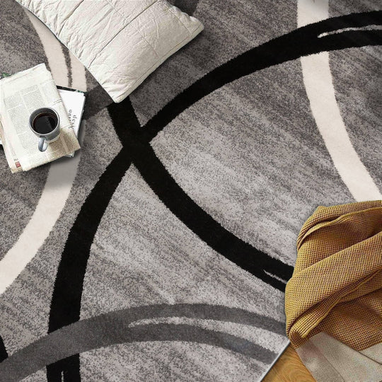 Contemporary Abstract Circles Design Area Rug