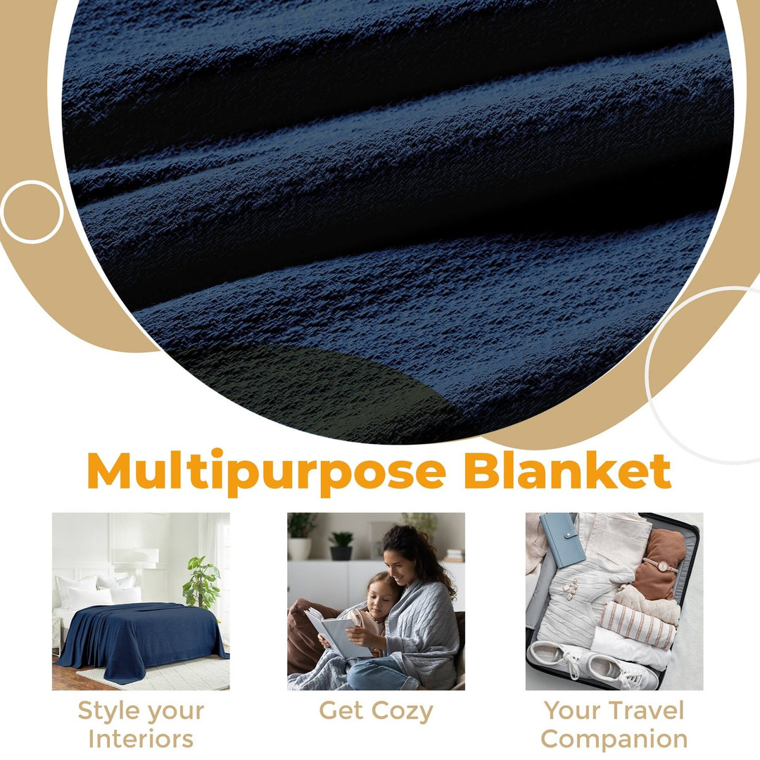 Waffle Weave Honeycomb Knit Soft Cotton Blanket