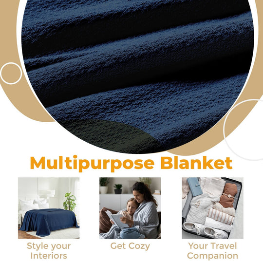 Waffle Weave Honeycomb Knit Soft Cotton Blanket