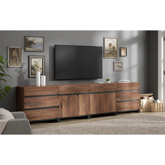 Modern TV Stand for Tvs up to 120 Inches, 4-In-1 Media Console with 6 Drawers and Adjustable Shelves, Entertainment Center