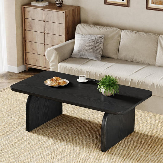 Farmhouse Rustic round Edge Rectangle Coffee Table