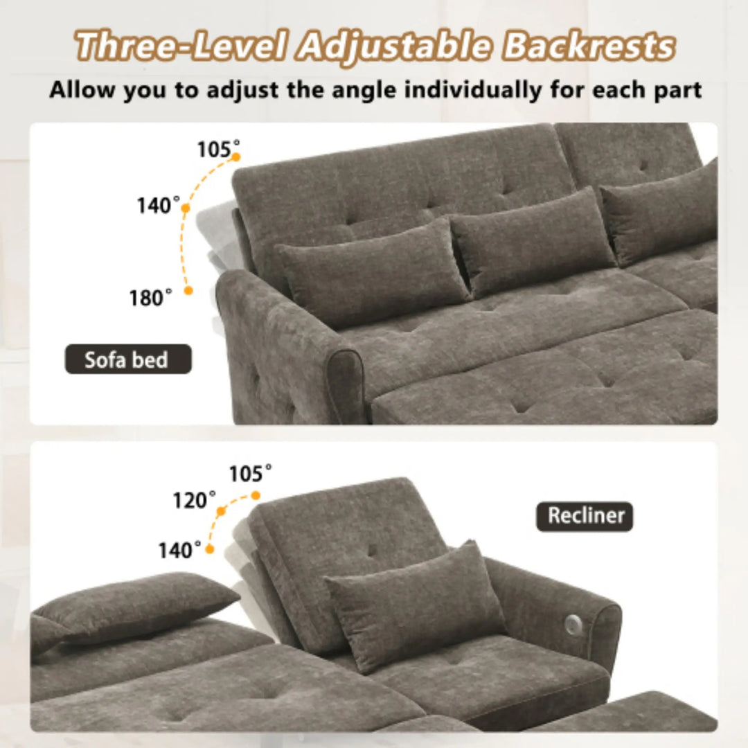 2-In-1 Sofa with Pull-Out Sleeper & Reversible Recliner by