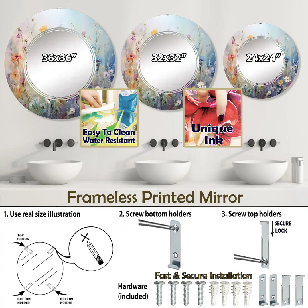 Designart "Wildflowers Blossoming Dreams" Floral Modern Wall Mirror