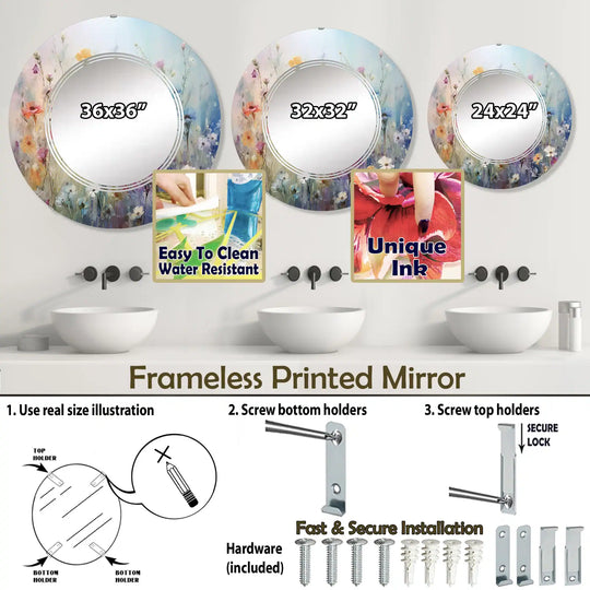Designart "Wildflowers Blossoming Dreams" Floral Modern Wall Mirror