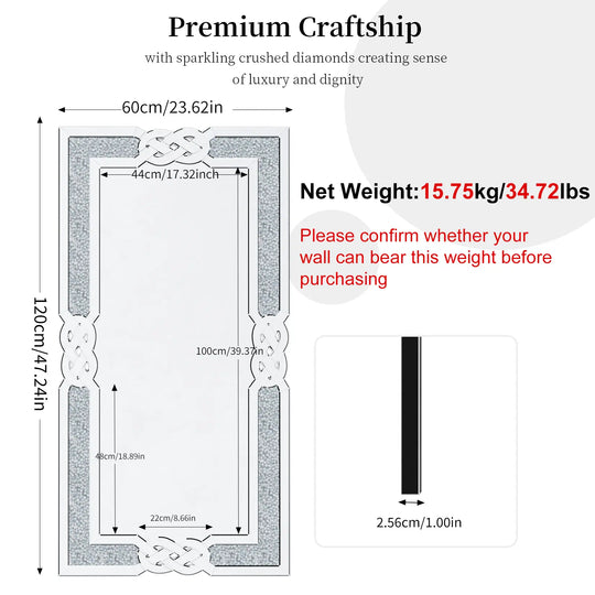Glam Crystal Accent Diamond Art Wall Mirror