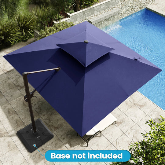 11 X 11 FT Outdoor Square Patio Cantilever Offset Umbrella with Crank and 360 Degrees Rotation