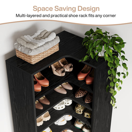 40 Pairs Tall Shoe Cabinet, 9 Tiers White Wooden Shoe Storage Rack for Closet, Entryway